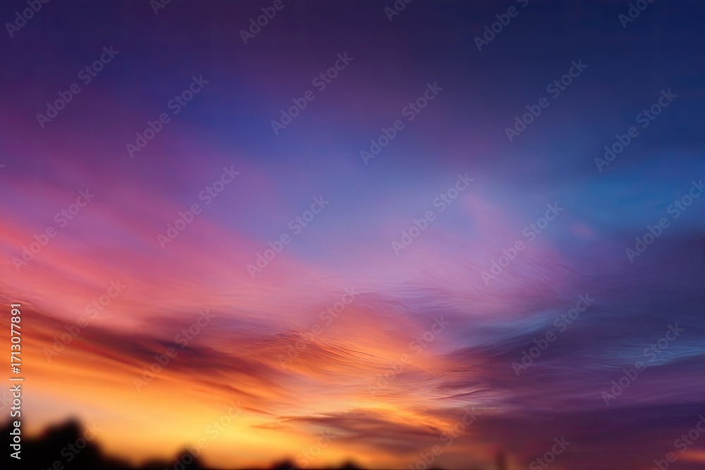 Fototapeta premium Blurry sunset sky ablaze with vibrant colors
