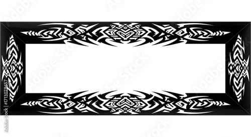 Modern black frame with tribal pattern for pictures, posters, or signs gives bold impact to your project