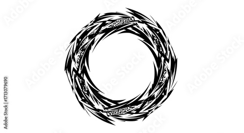 Striking abstract circular design element for branding, logos, or artistic projects needing an edgy, bold feel