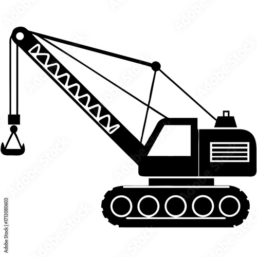 creative details Dragline excavator machine Vector Illustration