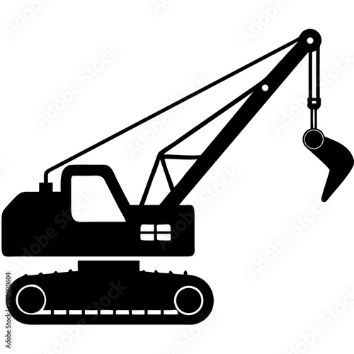 creative details Dragline excavator machine Vector Illustration