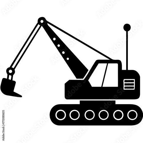 creative details Dragline excavator machine Vector Illustration
