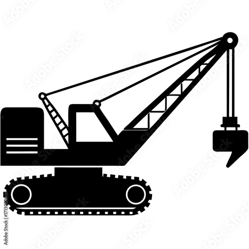 creative details Dragline excavator machine Vector Illustration