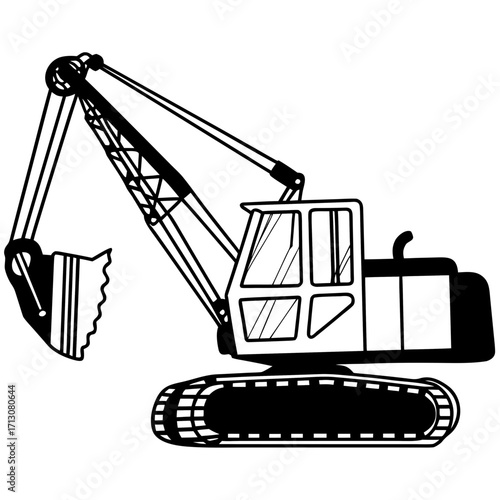 creative details Dragline excavator machine Vector Illustration