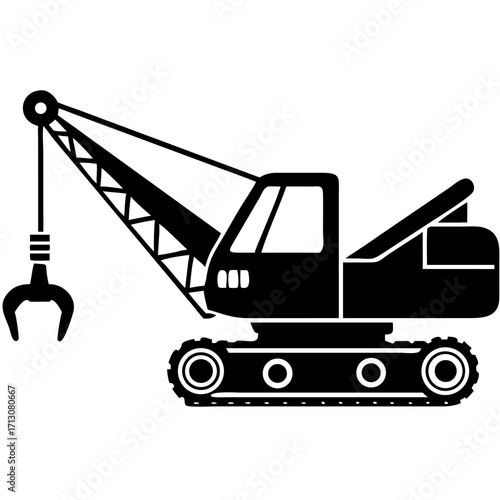 creative details Dragline excavator machine Vector Illustration