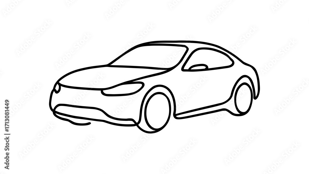 Fototapeta premium Simple outline drawing of a modern car