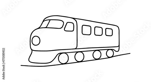 Retro train outline drawing on incline in minimalist style