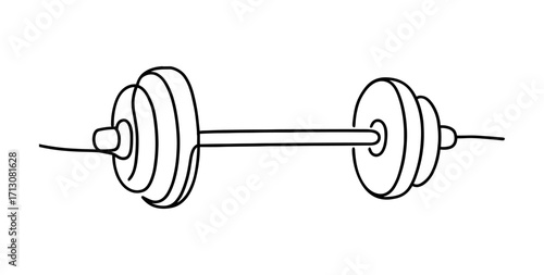 Minimalist linear dumbbell drawing for fitness and gym design