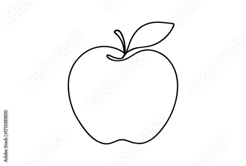 Simple outline of an apple with leaf in minimalist design