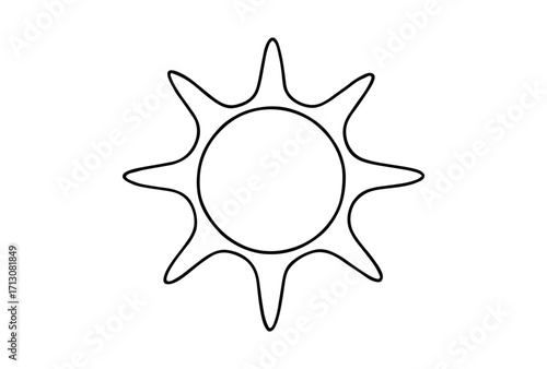 Minimalist sun icon design with bold black outline