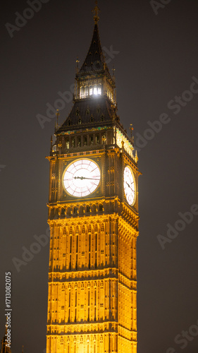 Big Ben Clock Tower Illuminated at Night, London