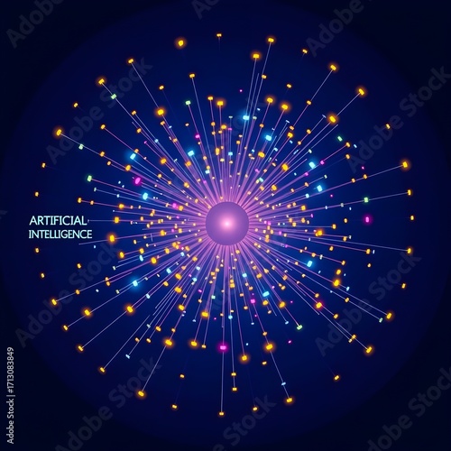 Artificial Intelligence Network – Futuristic Vector Data Visualization