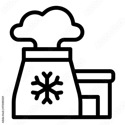 nuclear cooling tower outline icon for energy plant view