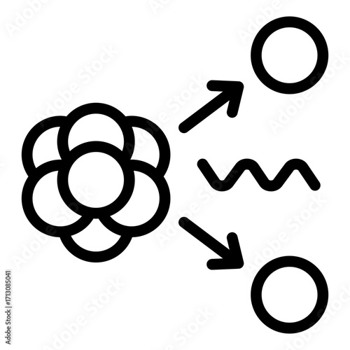 nuclear reaction outline icon for atom energy process