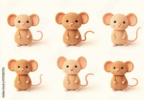 Wallpaper Mural Set of mice on a white background Torontodigital.ca