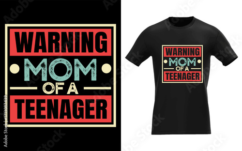 Humorous vintage mother s day design for moms of teenagers featuring a funny warning message with a retro aesthetic and bold typography suitable for apparel and gifts