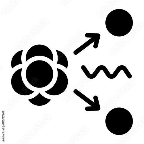 nuclear reaction glyph icon for atom energy process