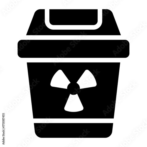 disposing radioactive trash glyph icon in hazard area
