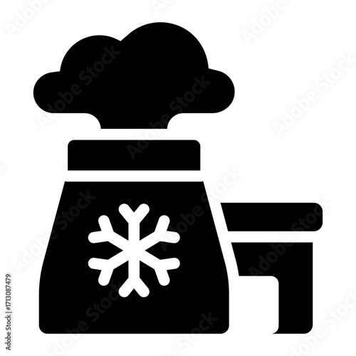 nuclear cooling tower glyph icon for energy plant view