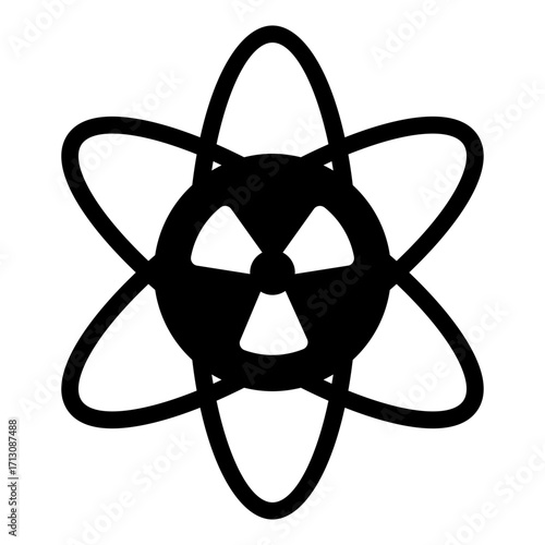 atom structure glyph icon for science and chemistry class