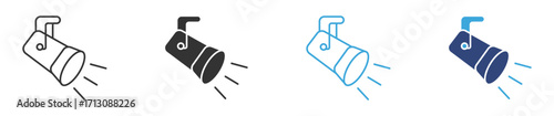  spotlight icon set in outline and flat style, vector illustration .