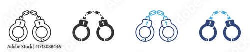 Handcuffs icon set for law enforcement security  , vector illustration. 
