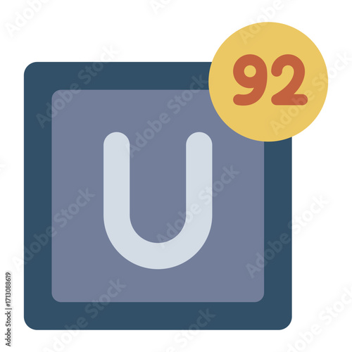 uranium element flat icon in nuclear material context
