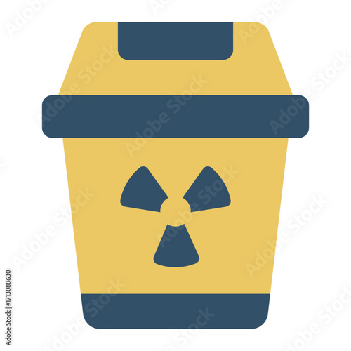 disposing radioactive trash flat icon in hazard area
