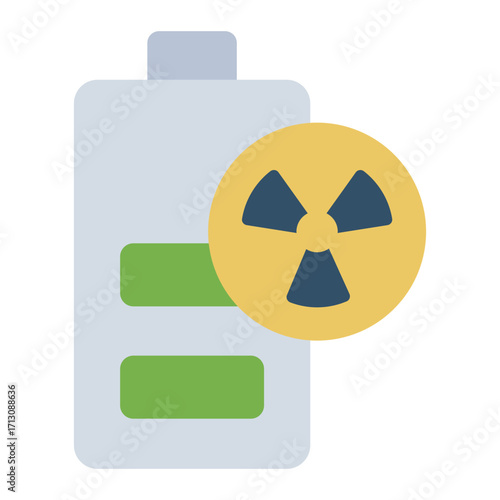 nuclear battery flat icon for radioactive power supply