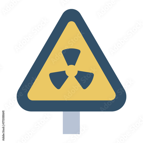 warning radiation zone flat icon for hazardous area