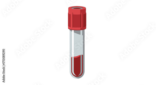 Medical test tube with red liquid and cap.