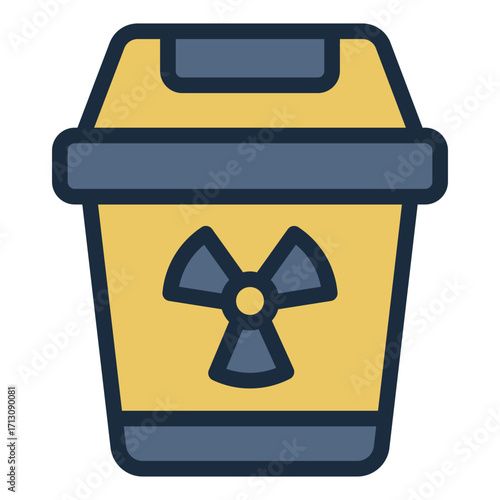disposing radioactive trash filled line icon in hazard area