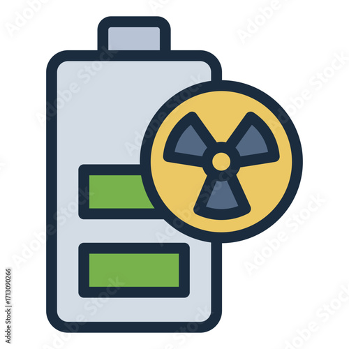 nuclear battery filled line icon for radioactive power supply