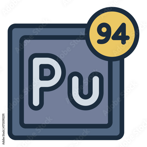 plutonium element filled line icon for nuclear research context