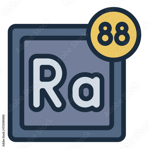 radium element filled line icon in periodic table science