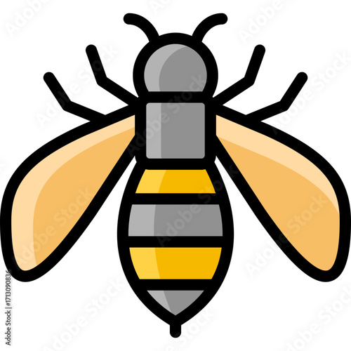 bee icon illustration design with filled outline
