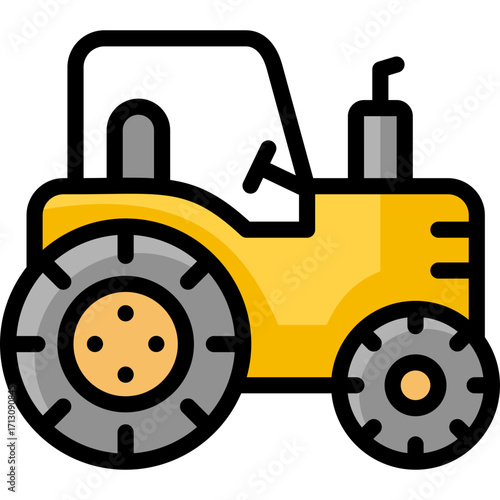 tractor icon illustration design with filled outline