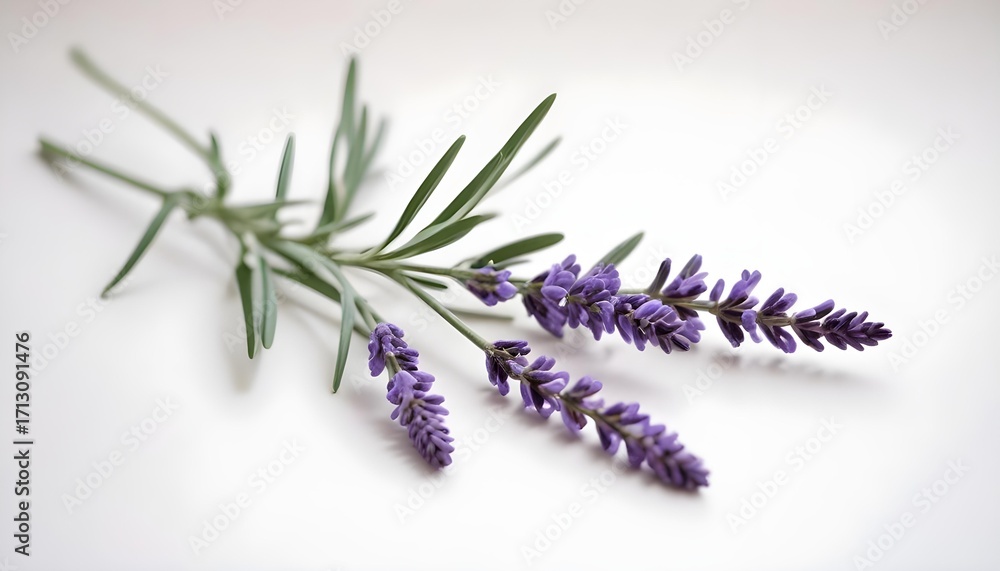 Naklejka premium Close-up of lavender sprigs on a white background