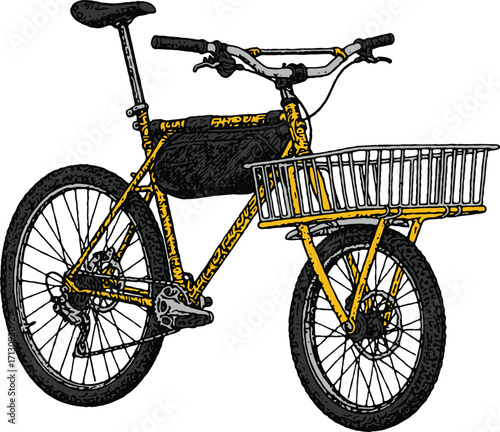 Vintage Cargo Bicycle with Front Basket Illustration