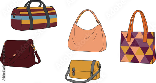 Stylish Women’s Bags Collection – Trendy Duffel, Hobo, Tote, Satchel, and Crossbody Designs for Fashion, Retail, and E-commerce Use