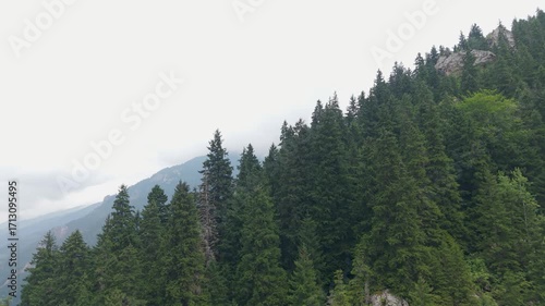 Aerial Drone View of Sumela Monastery in the Misty Mountains of Trabzon, Turkey