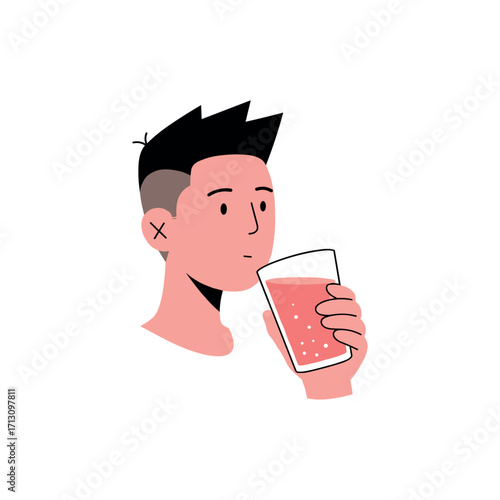 Refreshing drink tasting urban setting digital illustration relaxed environment youthful lifestyle. Vector illustration