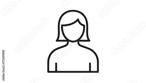 A simple, stylized line drawing depicts a female figure with short hair, conveying a basic profile view.
