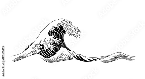Dynamic Japanese wave art captures powerful ocean energy and artistic elegance for your projects