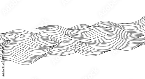 Quadro em tela Elegant abstract black and white wave pattern background, flowing lines creating a serene and dynamic visual experience
