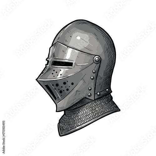 Knight's armor display medieval festival digital illustration themed environment side view history concept. Vector illustration