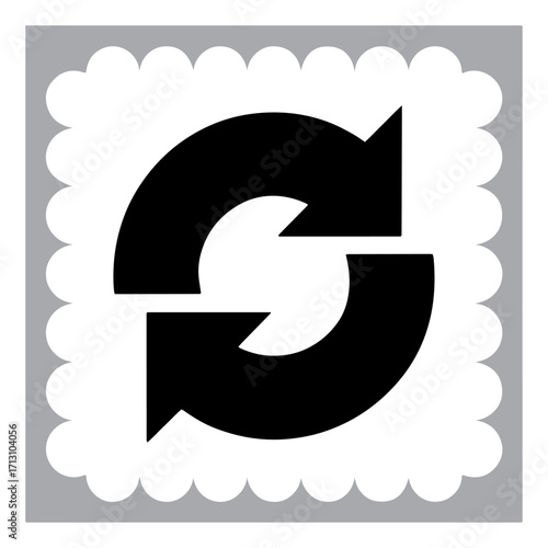 Circular Arrow Icon on a Decorative Square Recycling and Refreshing Symbol for Reuse and Continuous Improvement
