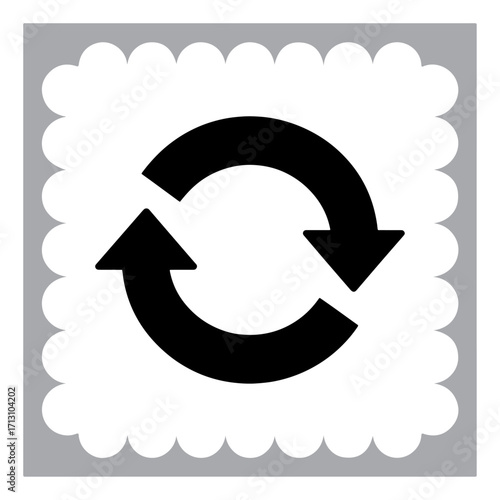 Circular Arrow Icon on a Decorative Square Recycling and Refreshing Symbol for Reuse and Continuous Improvement