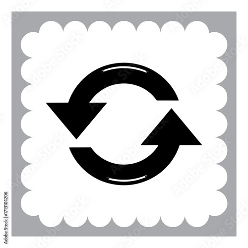 Circular Arrow Icon on a Decorative Square Recycling and Refreshing Symbol for Reuse and Continuous Improvement