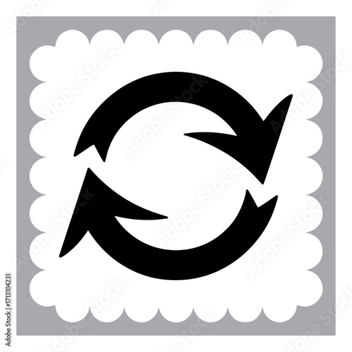 Circular Arrow Icon on a Decorative Square Recycling and Refreshing Symbol for Reuse and Continuous Improvement